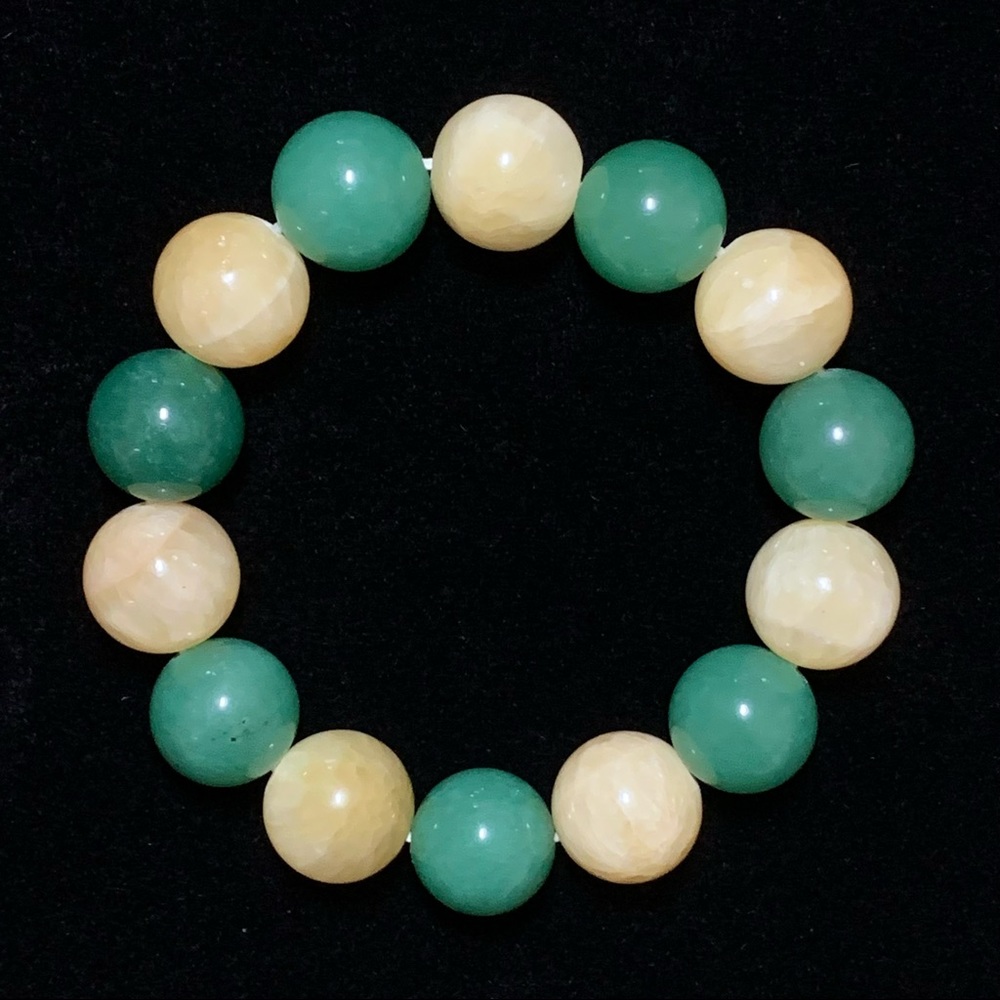 Natural Jade and Aventurine Gemstone Bracelet - Picture 1 of 4
